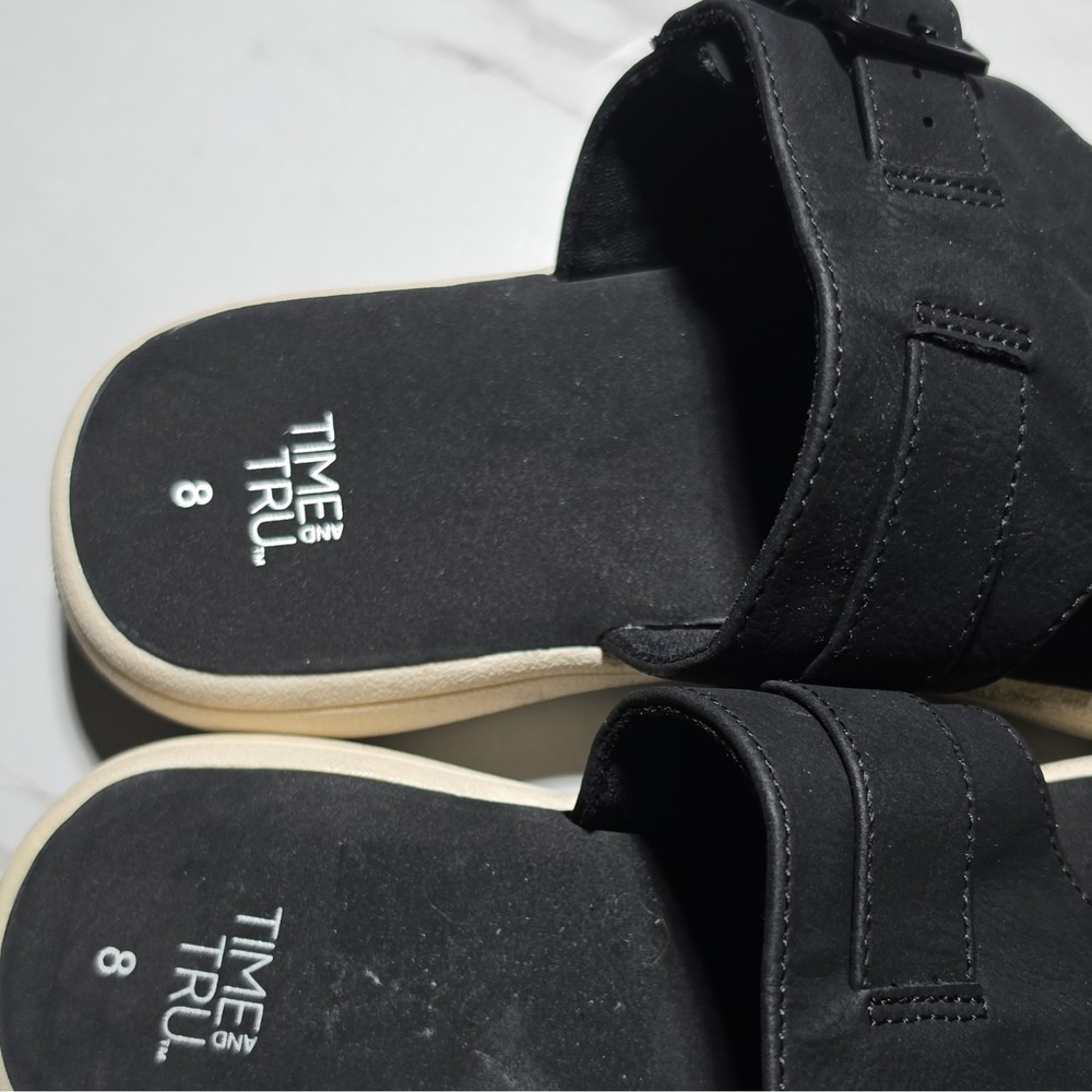 Time And Tru Women's Black Synthetic Thong Slip On Sandals Size 8 - Picture 5 of 5